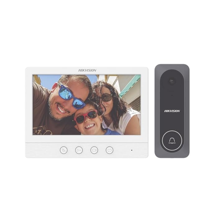 Analog Video Door Phone/Bell with 7" TFT LCD Screen Wired | 1080p HD Resolution | One Touch Call Button | BuiltIn Mic & Loudspeaker| One Touch Unlock | Plug & Play | (DS-KIS212)