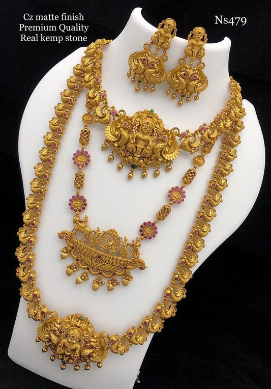 CZ Stone Gold Plated Necklace Set